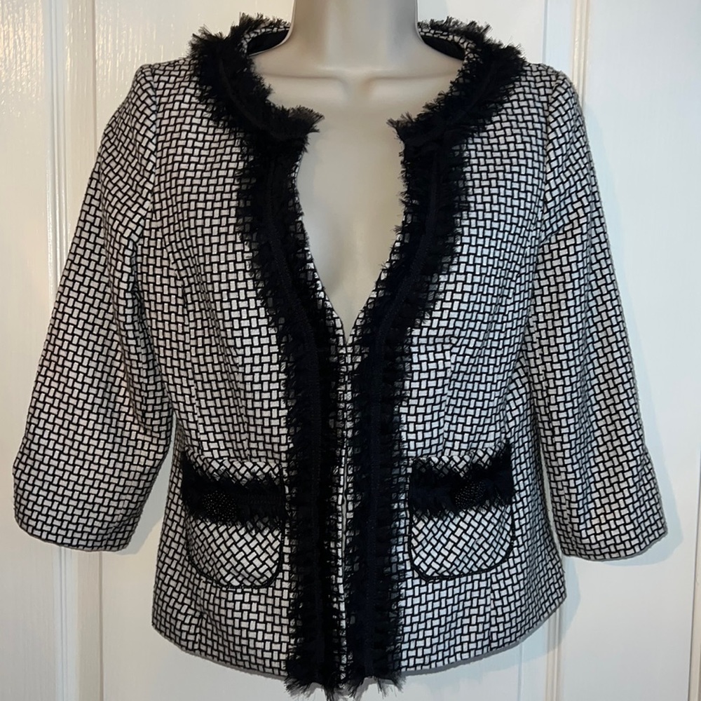 White House Black Market Black & White Checkered Blazer